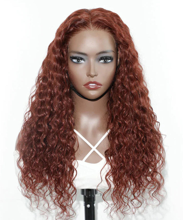 #33 Reddish Brown Water Wave 13x4 Lace Front Wig