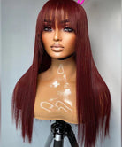 #33 Reddish Brown Straight Wig with Bangs 