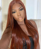 #33 Red Brown Auburn Colored Straight Lace Front Wig 13x4 HD Transparent Lace Frontal Wigs