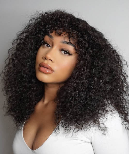 Curly Bob Wig With Bangs Human Hair 13x4 Swiss Lace Front Wig