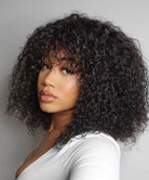 Curly Bob Wig With Bangs Human Hair 13x4 Swiss Lace Front Wig