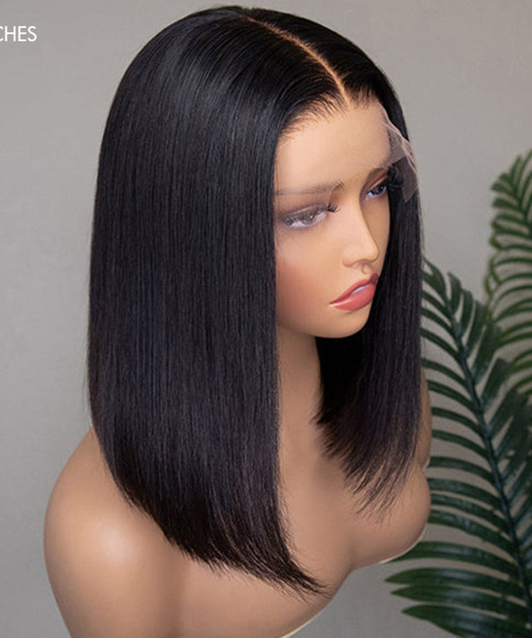 Short Straight Bob Wig Human Hair 13x4 Lace Front Wig Pre Plucked