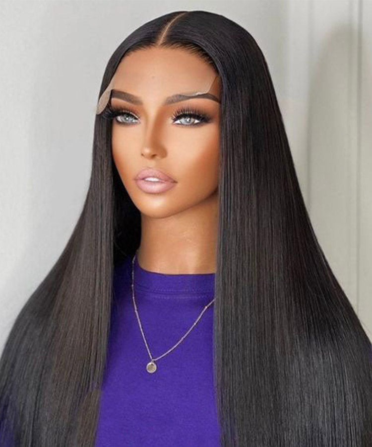 Silk Straight Bob Lace Wig Pre Plucked Human Hair 4X4 Lace Closure