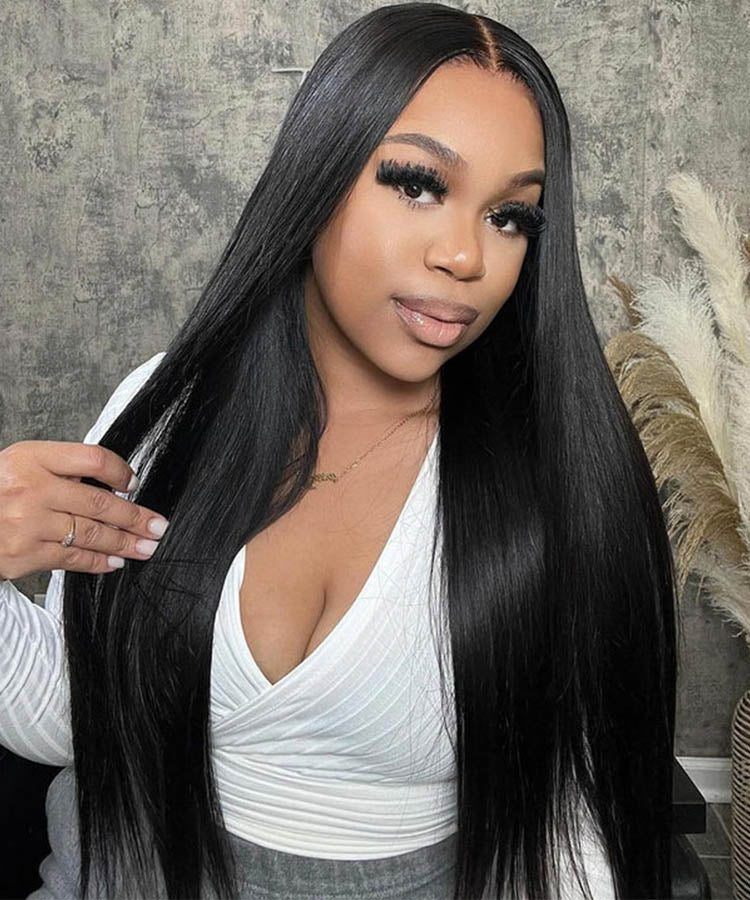 straight lace closure wig,silk straight human hair wigs