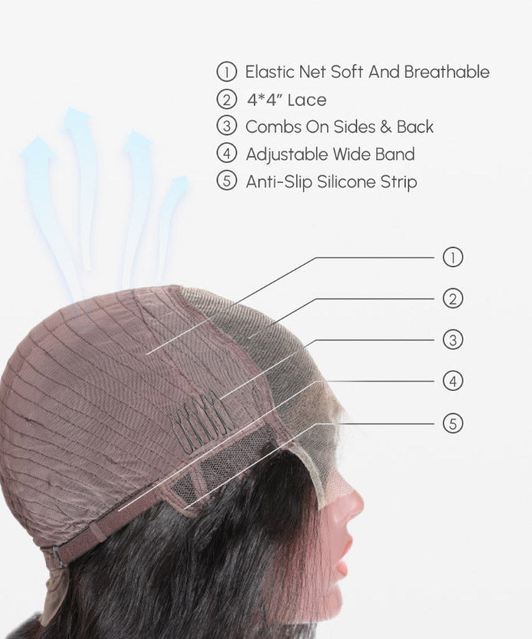 99J Burgundy Color Water Wave 4x4 Lace Closure Wig 180% Density