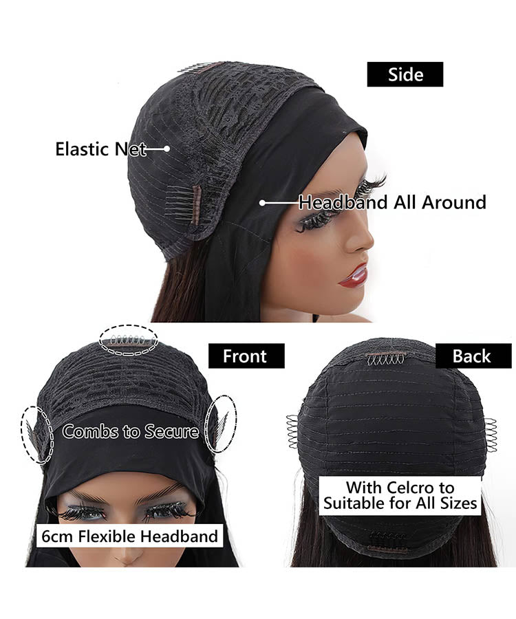 Headband Water Wave Human Hair Wigs