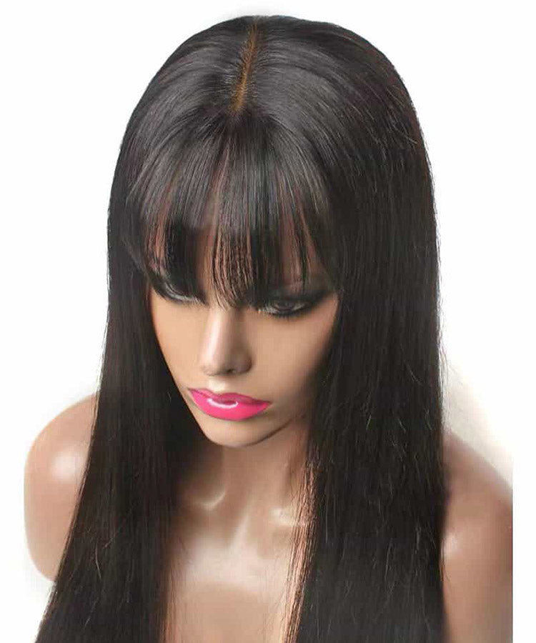 Straight Wig With Bangs 13x4 Undetectable Lace Front Wig