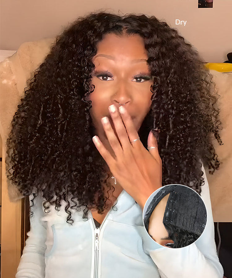 Flash Sale Beginner Friendly V Part Kinky Curly Wig Glueless