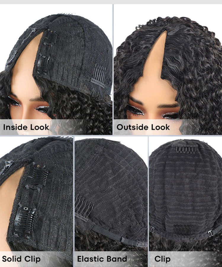 Flash Sale|Beginner Friendly V Part Kinky Curly Wig Glueless Protective Style Human Hair Wig