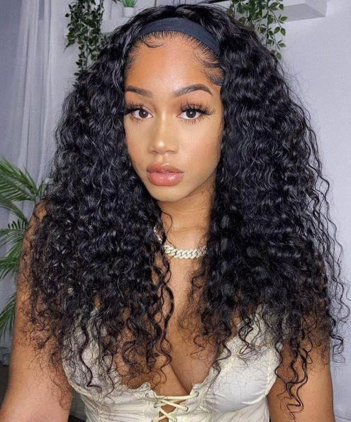 Headband Water Wave Human Hair Wigs