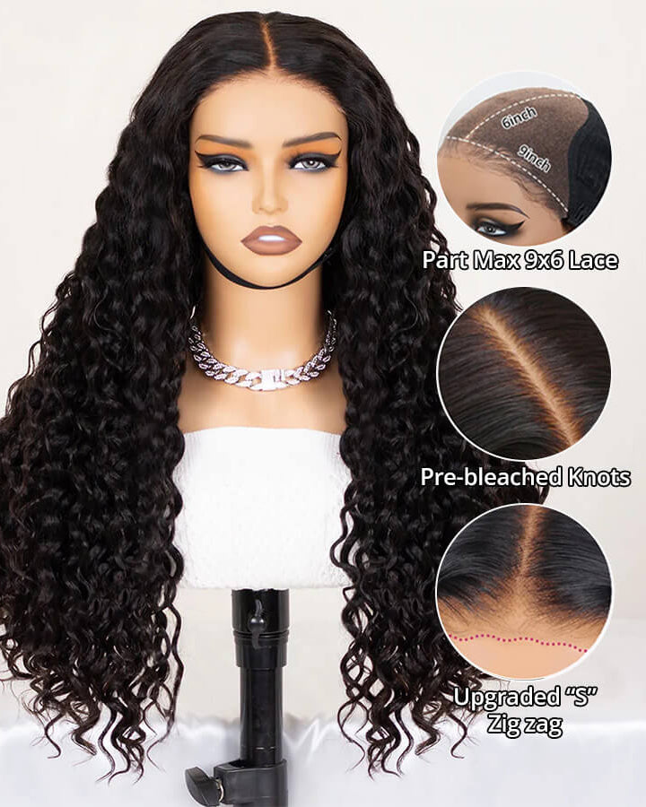 Wear Go 9x6 HD Lace Pre Bleached Tiny Knots Water Wave Glueless Wig