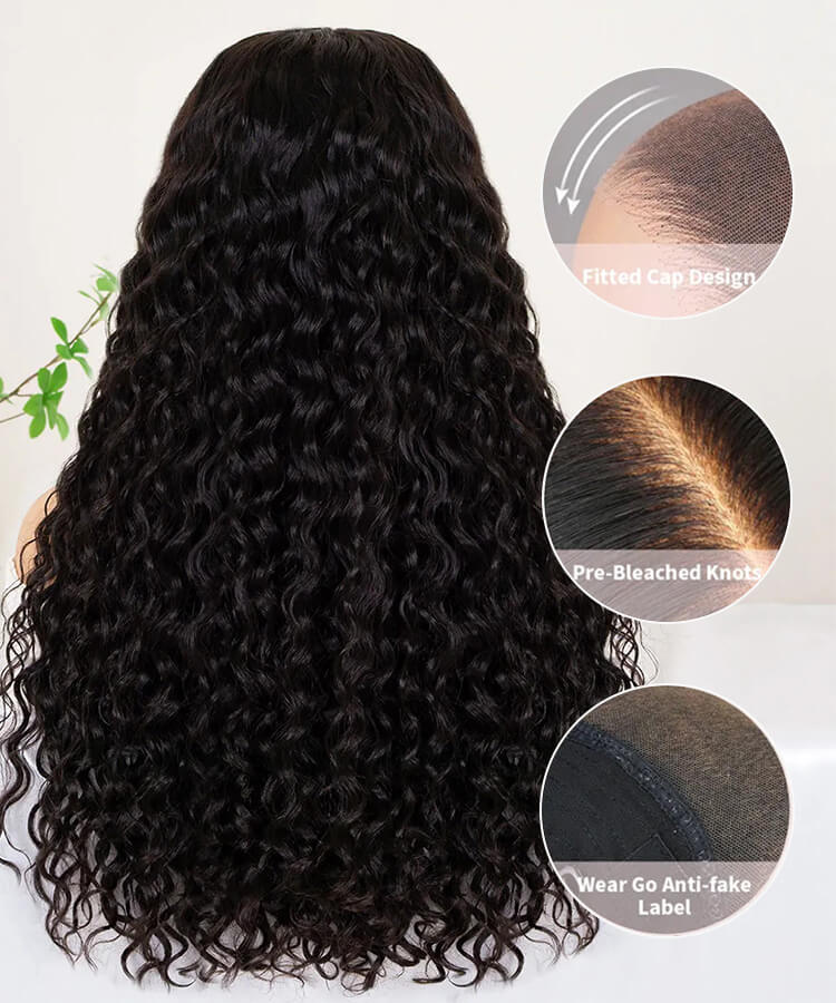 Wear Go 9x6 HD Lace Pre Bleached Tiny Knots Water Wave Glueless Wig