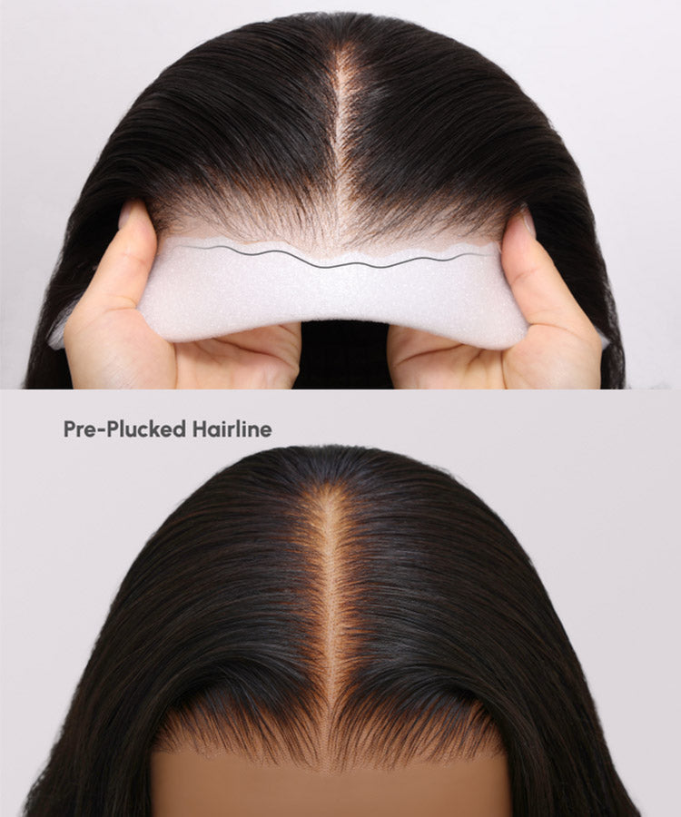 5x5 Invisible Lace Closure Glueless Wigs Long Straight Human Hair Wigs 180% Density