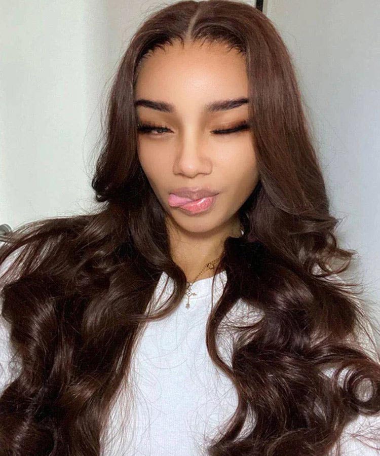 Pre-cut Lace Wig Dark Brown Body Wave Wear & Go Glueless Human Hair Wigs