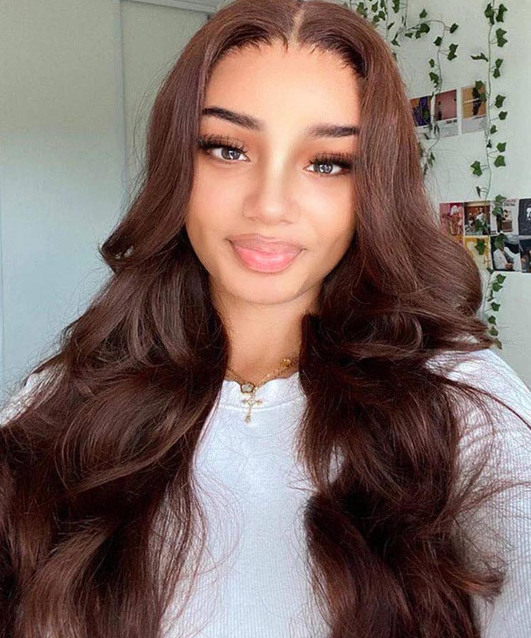 Pre-cut Lace Wig Dark Brown Body Wave Wear & Go Glueless Human Hair Wigs