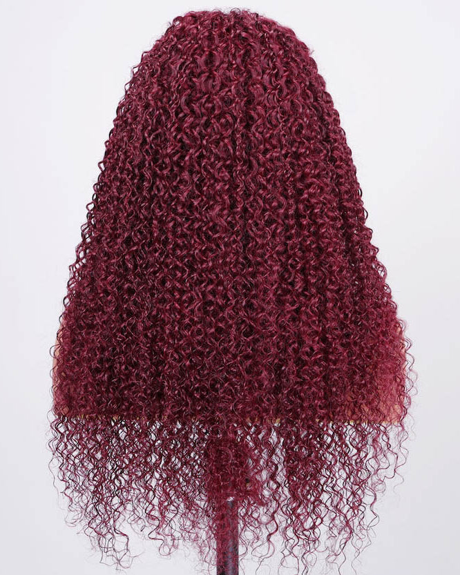 Put On And Go 5x5 Pre-Cut Lace Burgundy Jerry Curly Colroed Wig