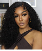 Put On and Go 5x5 Pre-cut Glueless Lace Wig Natural Color Kinky Curly Human Hair
