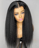 Kinky Straight 13x4 Transparent Lace Front Human Hair Wigs Pre Plucked